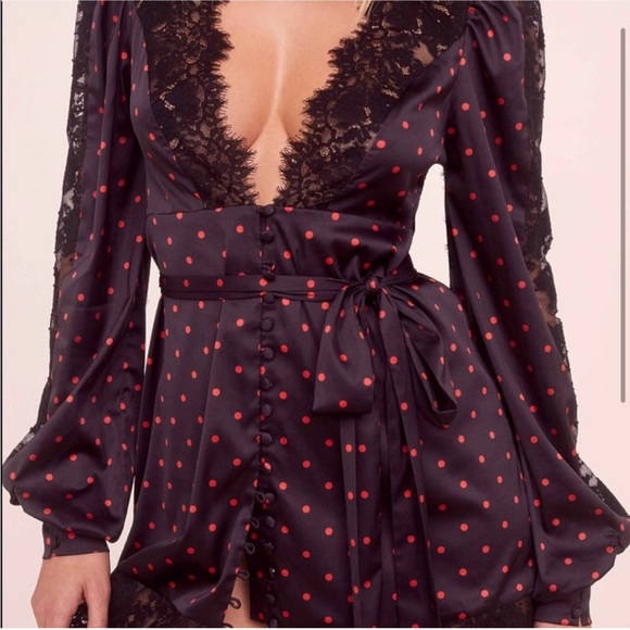 For Love & Lemons NWT Polka Dot Robe - M - Picture 2 of 5